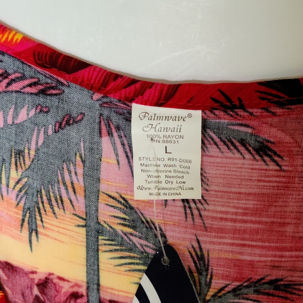 NEW Palmwave Hawaiian Tropical Sleeveless Dress Large Red Black Beach Vacation - Picture 6 of 7